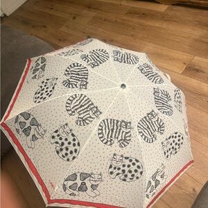 Cat Print Umbrella with Red Trim by Stella Olson